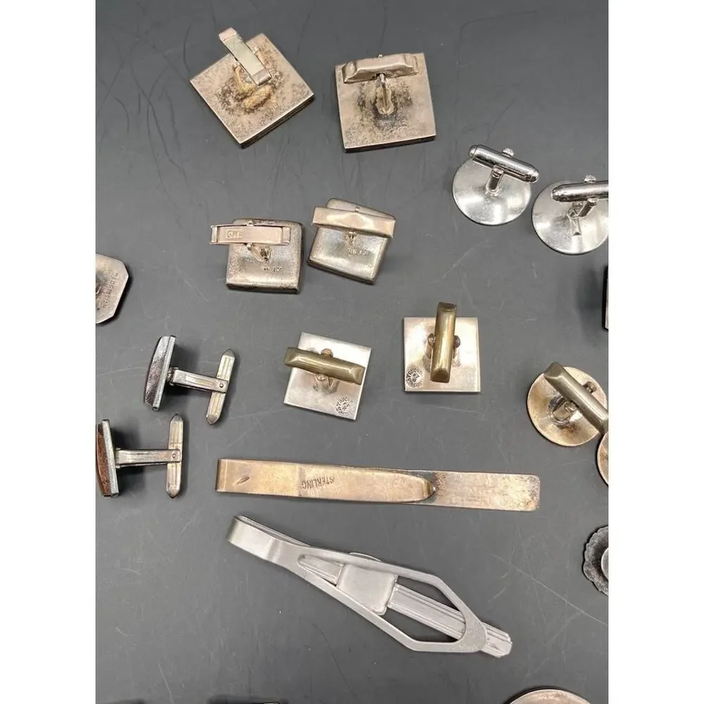 Sterling Silver Cufflinks Lot Vintage Taxco Siam Other Single Craft Scrap AS IS